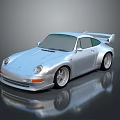 Silver Sports Car With Sleek Design Rear Spoiler Alloy Wheels And Reflective Surface