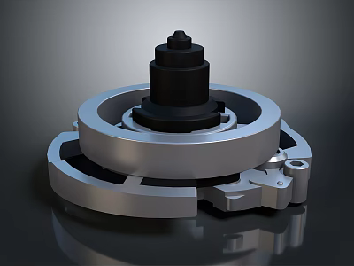 Mechanical Component With Silver Black Rotating Structure And Precision Engineering Design 3d model