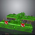 Green Industrial Agricultural Tilling Equipment With Multiple Wheels And Metal Frames
