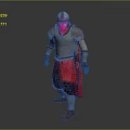 Game Movie Character Wearing Silver Armor Red Cape And Medieval Helmet Warrior Figure