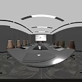 Modern Conference Room Interior Design With Wooden Walls Minimalist Tables White Chairs And Decorative Plants
