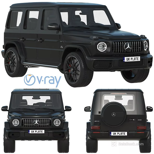 Black Mercedes G Class Car Model With Multiple Views And V Ray Rendering 3d model 