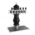 Commercial Beverage Dispenser Featuring Stainless Steel Circular Top Black Base And Multiple Taps