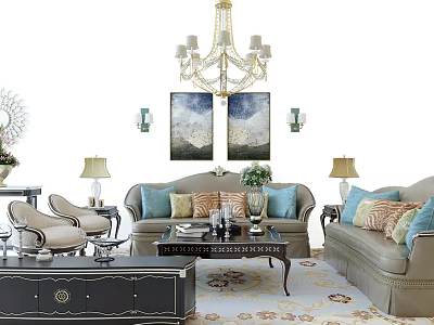 Sofa coffee table combination 3d model