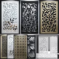 Computer Decorative Panels With Intricate Leaf Geometric Patterns In Silver Black Gold 3d model