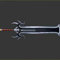 Fantasy Weapon Sword With Sharp Blade Decorative Hilt Red Yellow Handle And Metallic Sheen