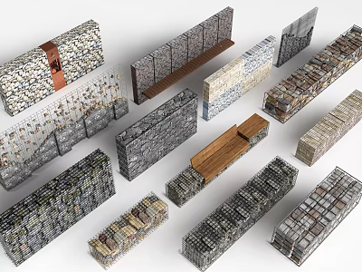 Various Decorative Stone Wall Panels With Diverse Textures And Patterns 3d model