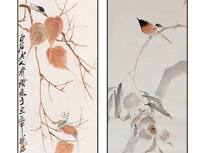 New Chinese Animal Painting Elegant Zen Plant Bird Pattern Hanging Picture Combination model