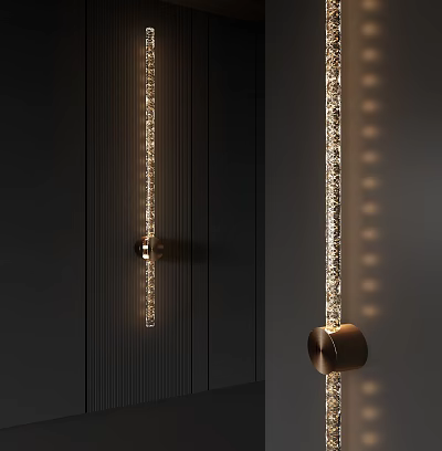Crystal Vertical Wall Light With Brass Base And Modern Design For Home Interior Decoration 3d model