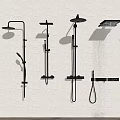 Various Modern Shower Head Designs Featuring Rainfall Fixed and Handheld Options 3d model