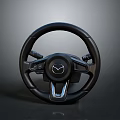 Black Leather Mazda Steering Wheel Automotive Component With Modern Control Buttons 3d model