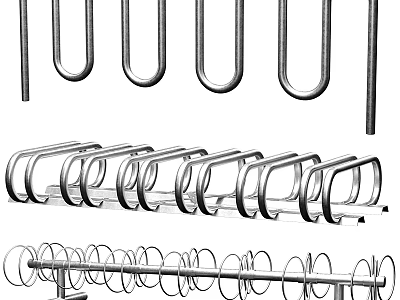 Modern Public Chairs With Curved Metal Frame And Outdoor Design 3d model