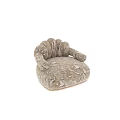 Stylish Single Sofa With Curved Armrests Wavy Backrest Metallic Base And Patterned Velvet Fabric