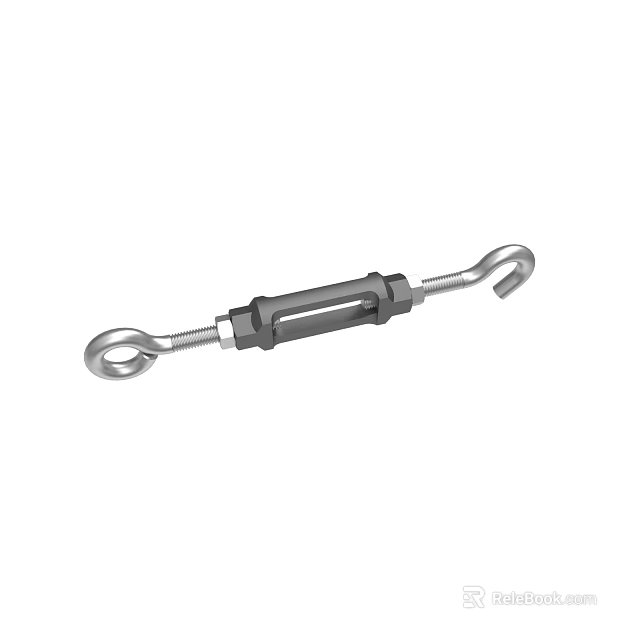Adjustable Metal Turnbuckle Equipment With Hook Ends For Industrial Tensioning 3d model 