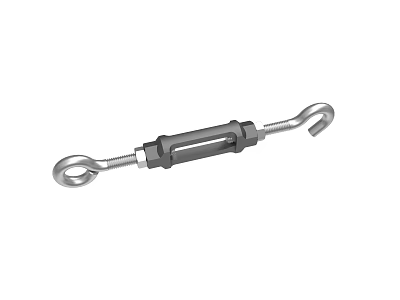 Adjustable Metal Turnbuckle Equipment With Hook Ends For Industrial Tensioning 3d model