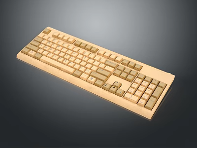 Natural Wooden Computer Keyboard Featuring Classic Design And Smooth Key Surface 3d model