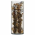 Decorative Ornament Set With Glass Jar Gold Accents Red Purple Pinecones And 2024 Christmas Plate