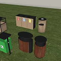 Public Outdoor Trash Bins With Various Types Different Materials And Classification Labels 3d model