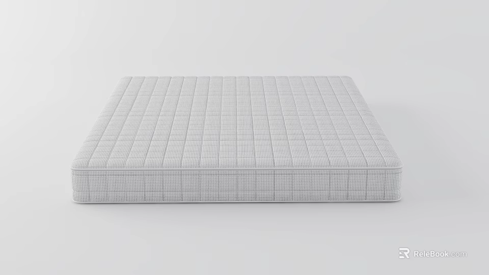 Gray Mattress With Quilted Grid Surface And Modern Design For Comfortable Sleep 3d model 