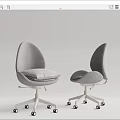 Gray Modern Office Chair with Ergonomic Curved Backrest and Swivel Wheels