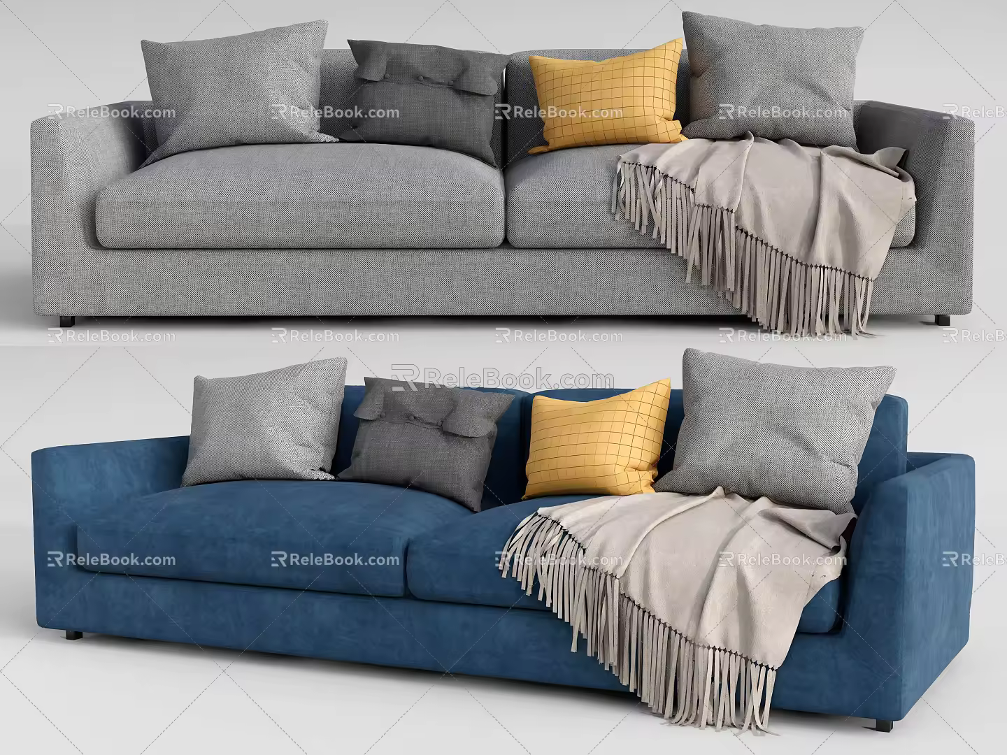 Modern double sofa multiplayer sofa 3d model