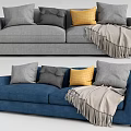 Modern double sofa multiplayer sofa 3d model