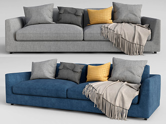 Modern double sofa multiplayer sofa 3d model