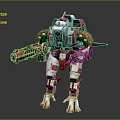 Red And White Mecha Robot Character With Weapon Systems And Mechanical Structure 3d model