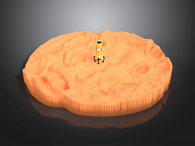 Detailed Orange Planetary Surface With Small Rover In Space Exploration Mission 3d model