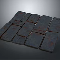 Natural Dark Textured Stone Tiles Floor with Interlocking Pattern Design