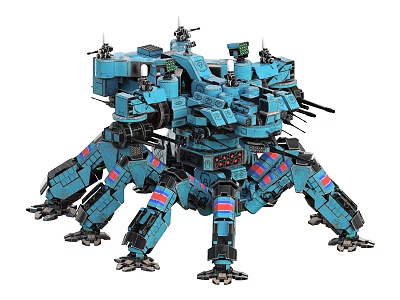 Smart Machine With Multiple Blue Mechanical Legs And Complex Robotic Structure 3d model