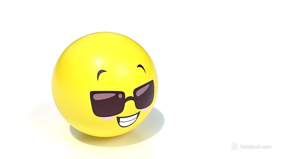 Yellow Round Smiley Emoji Face Wearing Big Sunglasses With Happy Smile 3d model 