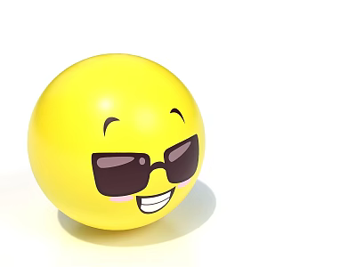 Yellow Round Smiley Emoji Face Wearing Big Sunglasses With Happy Smile 3d model