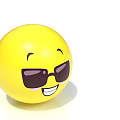 Yellow Round Smiley Emoji Face Wearing Big Sunglasses With Happy Smile