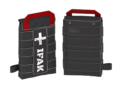 Black IFAK Medical First Aid Kit With Red Handle And White Cross 3d model