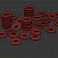 Colorful Poker Chips for Card Games Stacked and Scattered on Black Surface