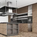 Modern Kitchen Interior Design With Wooden Cabinets Wall Mounted Units And Black Countertop