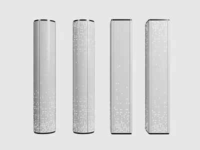 Sleek Modern Pillars In Different Shapes With White Dotted Patterns And Clean Design 3d model