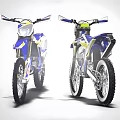Blue And White Sporty Dirt Bike With Modern Off Road Design Features