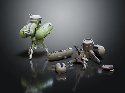 Advanced Smart Machines With Tripod Structures Cylindrical Components And Functional Parts 3d model