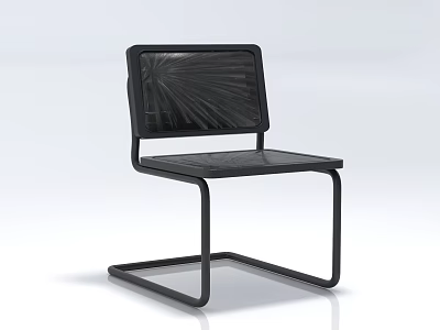 Modern Single Chair With Black Metal Frame And Radial Back Design 3d model