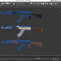 AK submachine gun machine gun machine gun semi-automatic rifle assault rifle firearms low face number low model simple model game sub-era film and television level 3d model