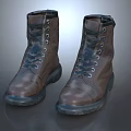 Sturdy Brown Leather High Top Boots Featuring Laces And Thick Soles