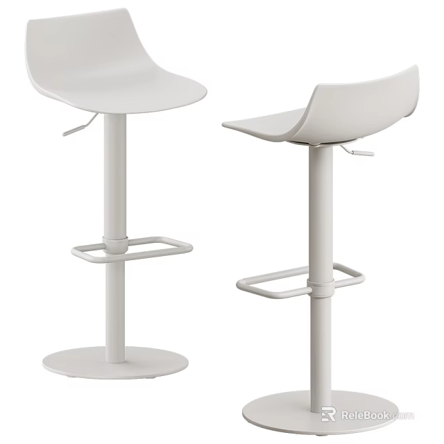 Modern White Bar Stools With Adjustable Height And Ergonomic Design For Kitchen Counter 3d model 