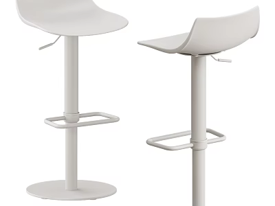 Modern White Bar Stools With Adjustable Height And Ergonomic Design For Kitchen Counter 3d model