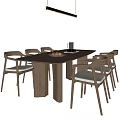New Chinese Style Song Style Dining Table and Chair Combination New Chinese Style Dining Table and Chair Solid Wood Dining Table and Chair Chandelier Table Ornaments 3d model