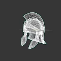 Silver Roman Helmet Sculpture Carving with Red Plume and Decorative Details