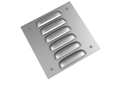 Modern Silver Square Air Conditioner Vent With Grille Slots And Screws 3d model
