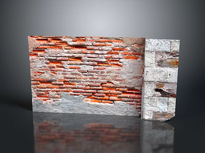 Red And Gray Brick Wall Visual Contrast In Exterior Design Detail 3d model