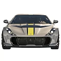 Gray Sports Car With Yellow Stripe Front And Rear Views